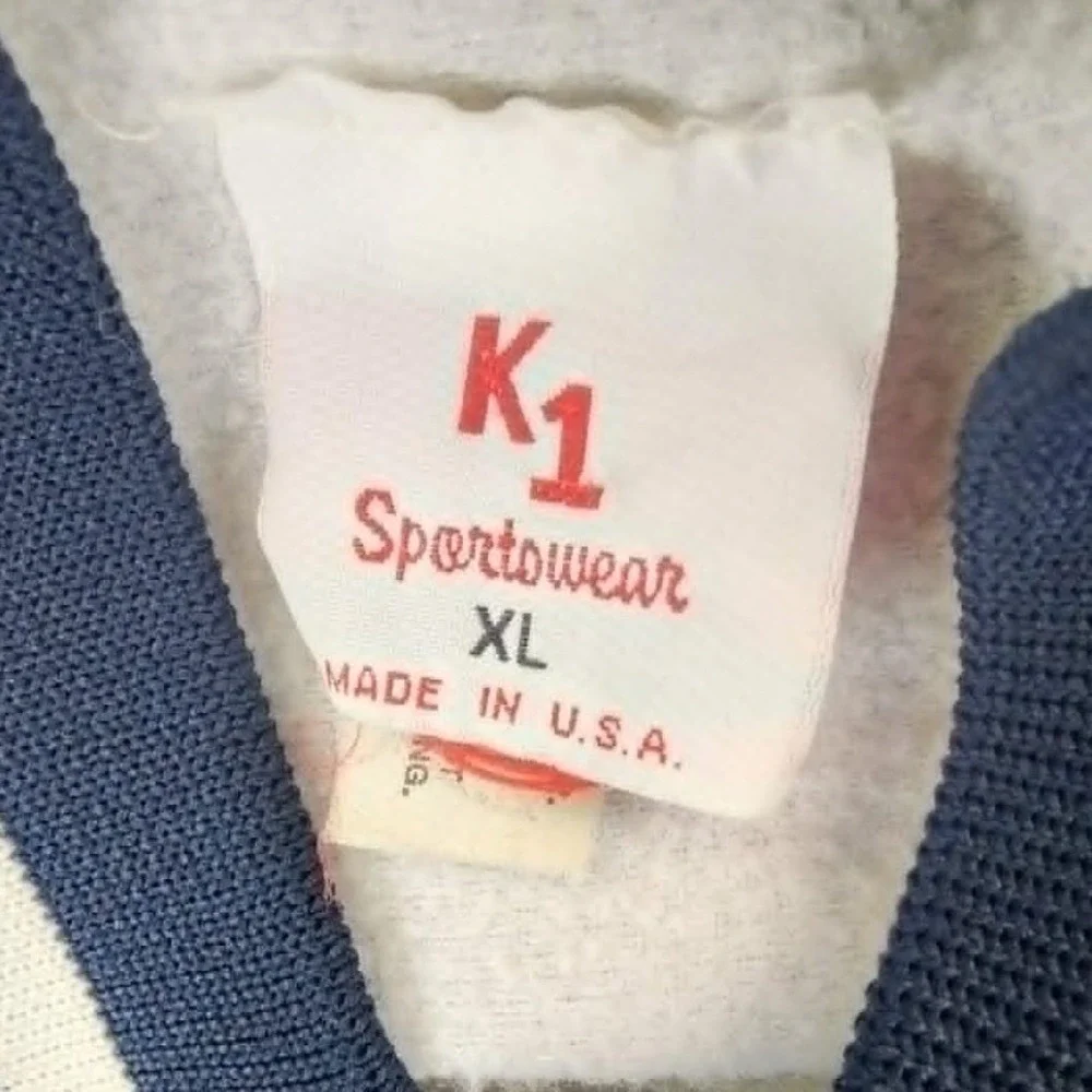K1 Sportswear Vintage Satin Bomber Jacket Navy Blue‎ Mens XL Pullover USA Made